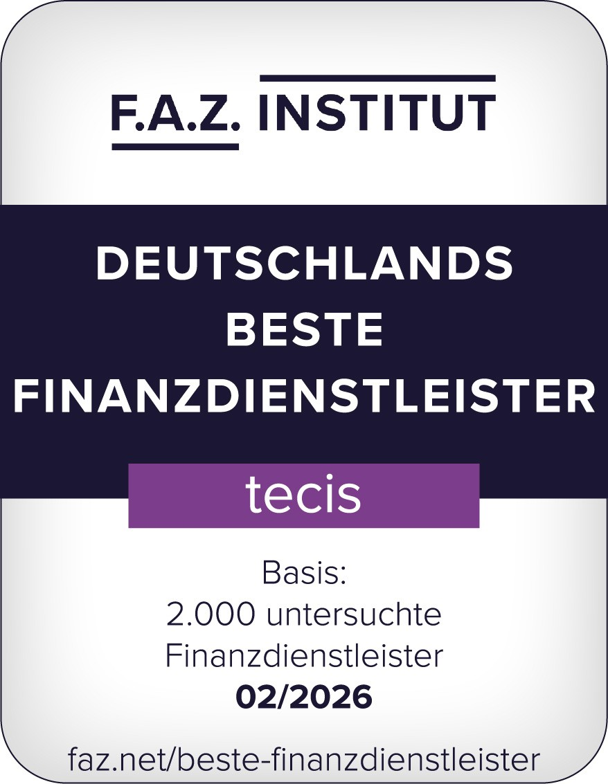 F.A.Z. Institut Siegel Deutschlands beste Finanzdienstleister 2026 für tecis